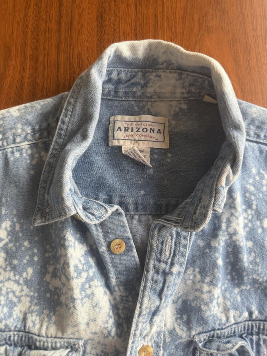Arizona Jean Co. Bleached Acid Wash Denim Button Down Shirt - Youth L