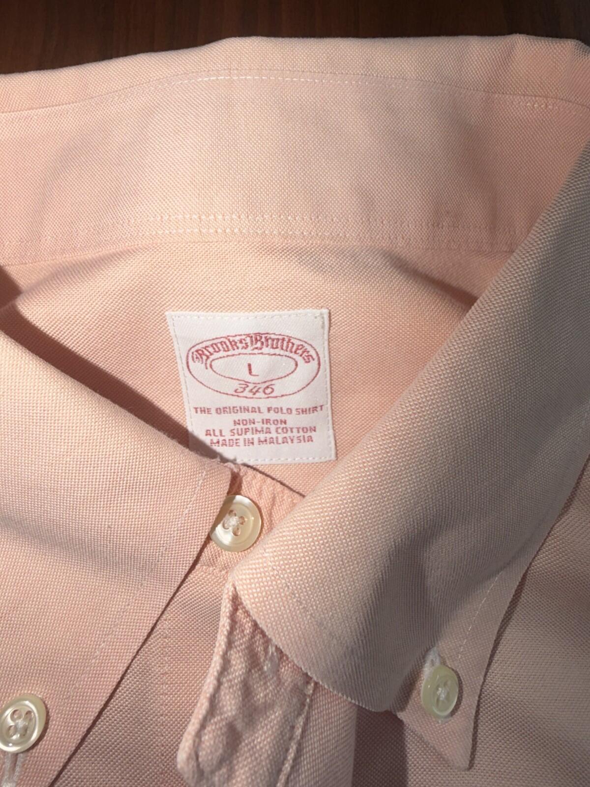 Brooks Brothers 346 Pink Oxford Long Sleeve Button-Down Shirt - Size L