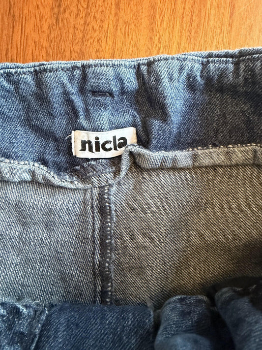 Nicla Women's Blue Denim Pleated High Waisted Shorts - Size 12