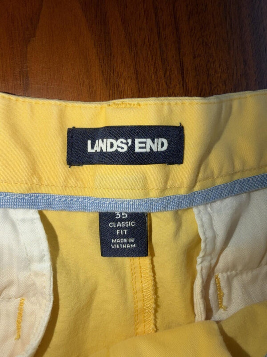 Lands' End Men's Classic Fit Yellow Shorts - Size 35
