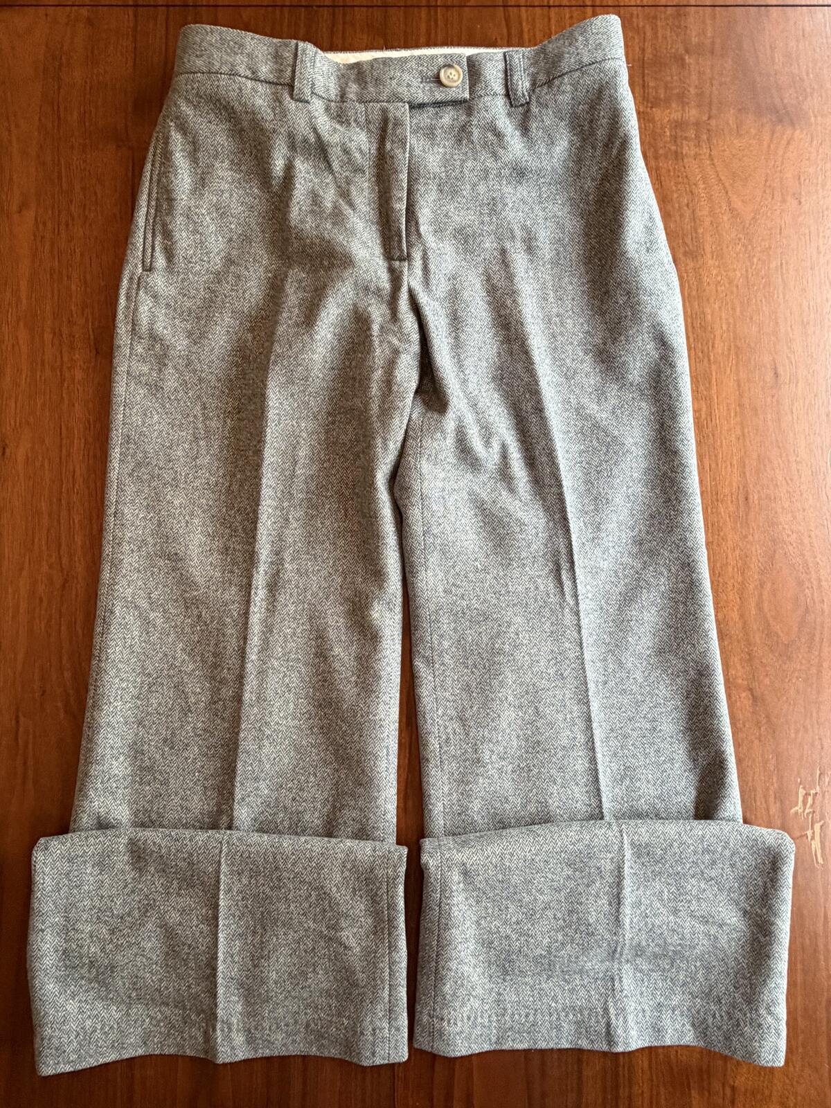 J.Crew Stretch Wool Blend Light Blue Herringbone Wide Leg Trousers - Size 6