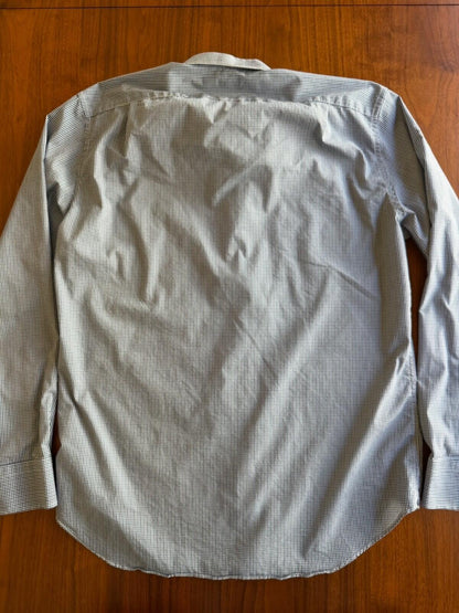 J.Crew Men's Slim Fit Blue Micro Gingham Long Sleeve Button Down Shirt - Size L