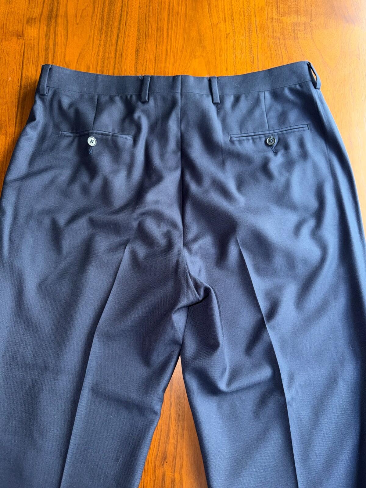 Jos. A. Bank Traveler Custom Made Men's Dress Trousers Navy Blue Pleated 36x31