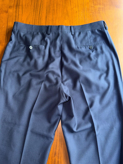Jos. A. Bank Traveler Custom Made Men's Dress Trousers Navy Blue Pleated 36x31