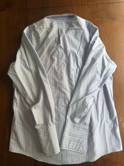Brooks Brothers Men's Slim Fit Non-Iron Blue Striped Dress Shirt - Size 17.5-35