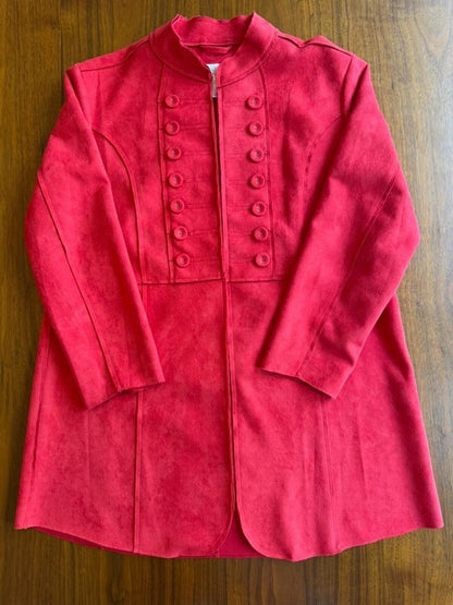 Multiples Women's Red Faux-Suede Military Style Jacket - Size S