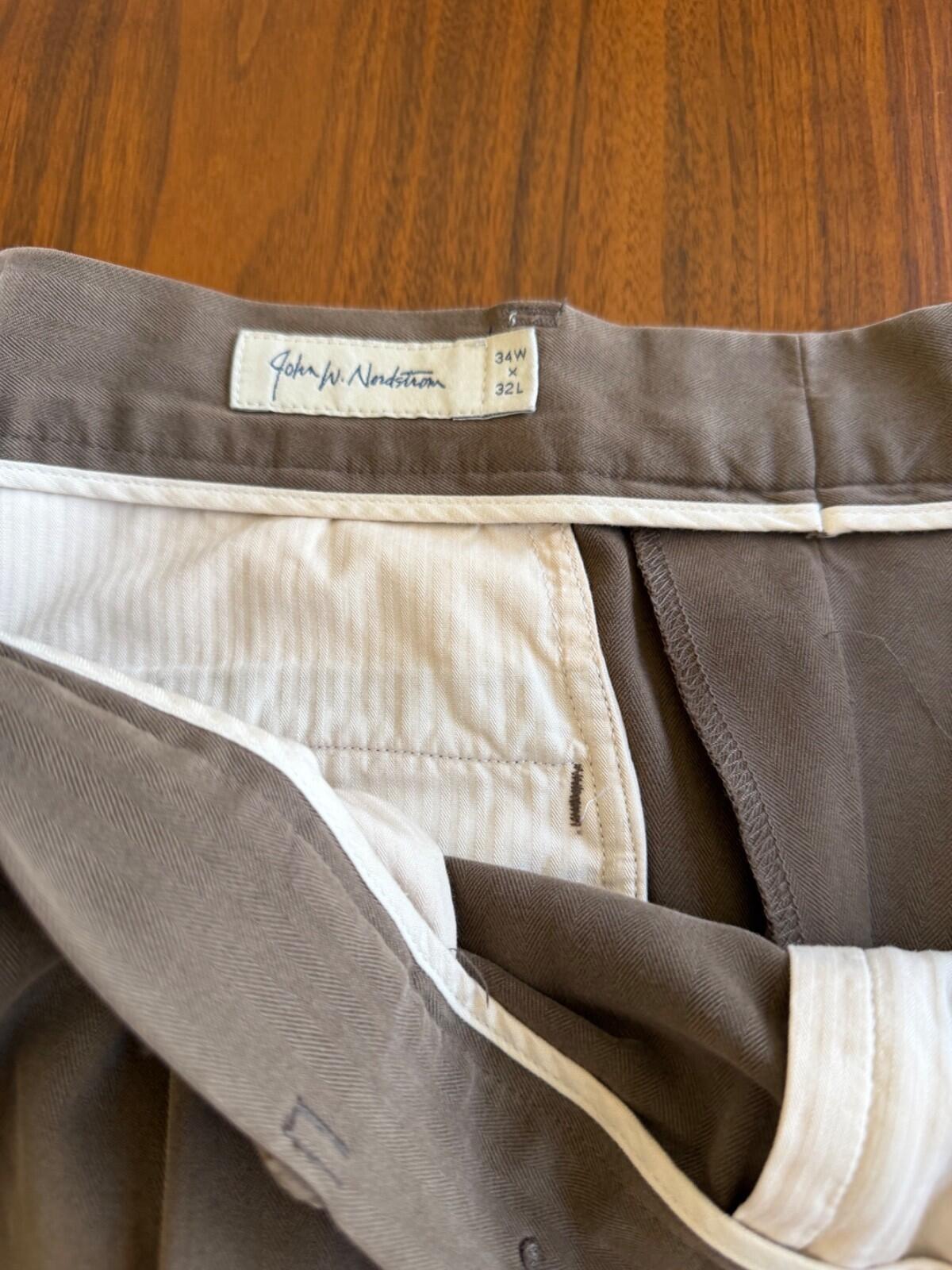 John W. Nordstrom Pleated Cuffed Cotton Tencel Trousers 34x32
