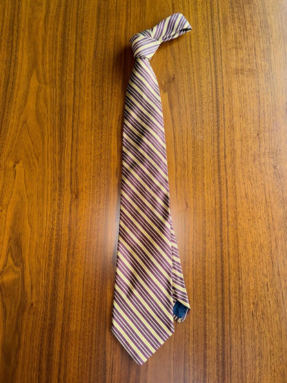 Brooks Brothers Vintage Silk Regimental Gold & Burgundy Stripe Tie - USA Made
