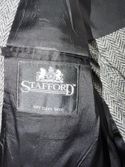Stafford Harris Tweed Gray Herringbone Wool Sport Coat - Size 40