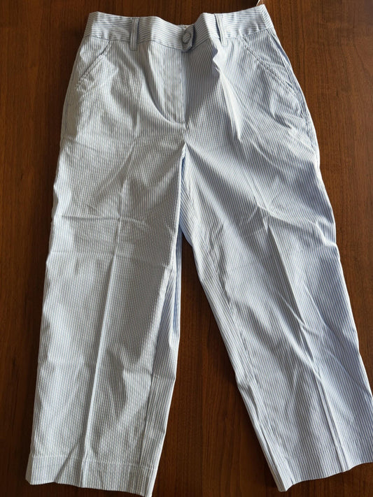 Talbots NWT Women's Striped High-Rise Cropped Pants  Blue and White - Size 6