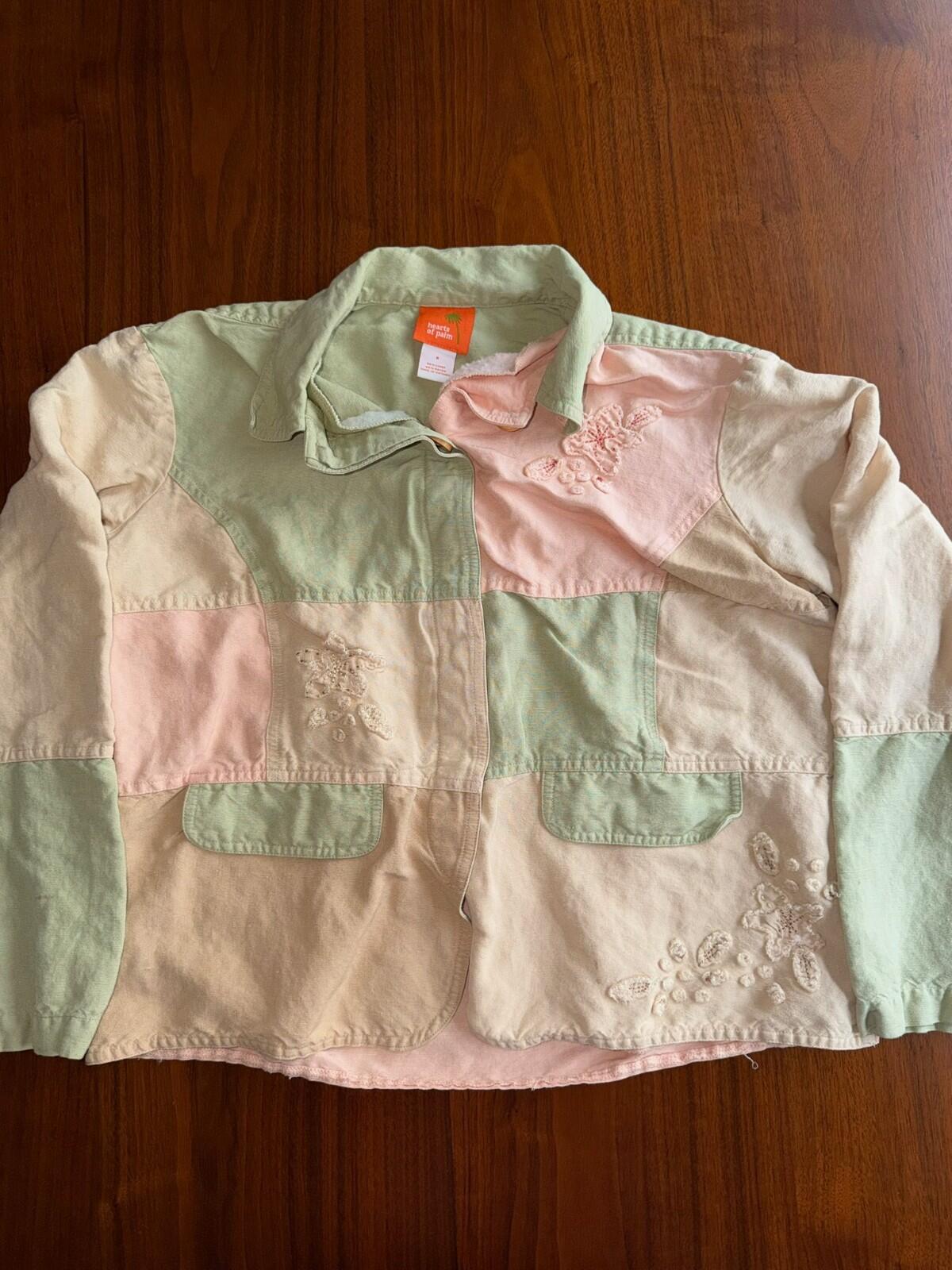 Hearts of Palm Women's Patchwork Linen Blend Jacket - Size 8