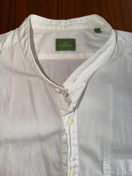 Sid Mashburn Men's Short Sleeve Band Collar Blue Micro Dot Shirt Size L
