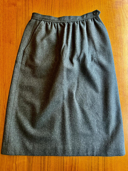 Vintage Evan-Picone Petites Women's Gray Wool Blend Knee-Length Skirt - Size 10P