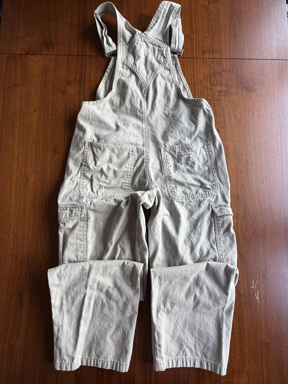 Squeeze Jeans Women's Beige Cotton Utility Overalls - Size S