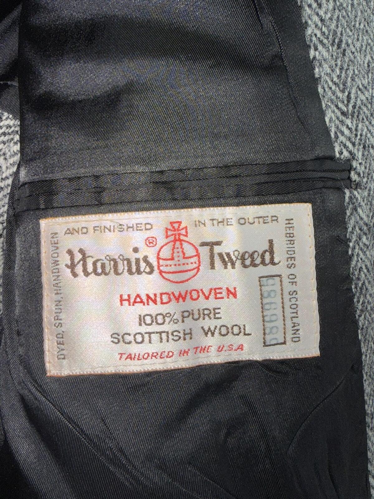Stafford Harris Tweed Gray Herringbone Wool Sport Coat - Size 40