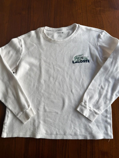 Lacoste Men's XL White Waffle Knit Thermal Sleepwear Long Sleeve Shirt