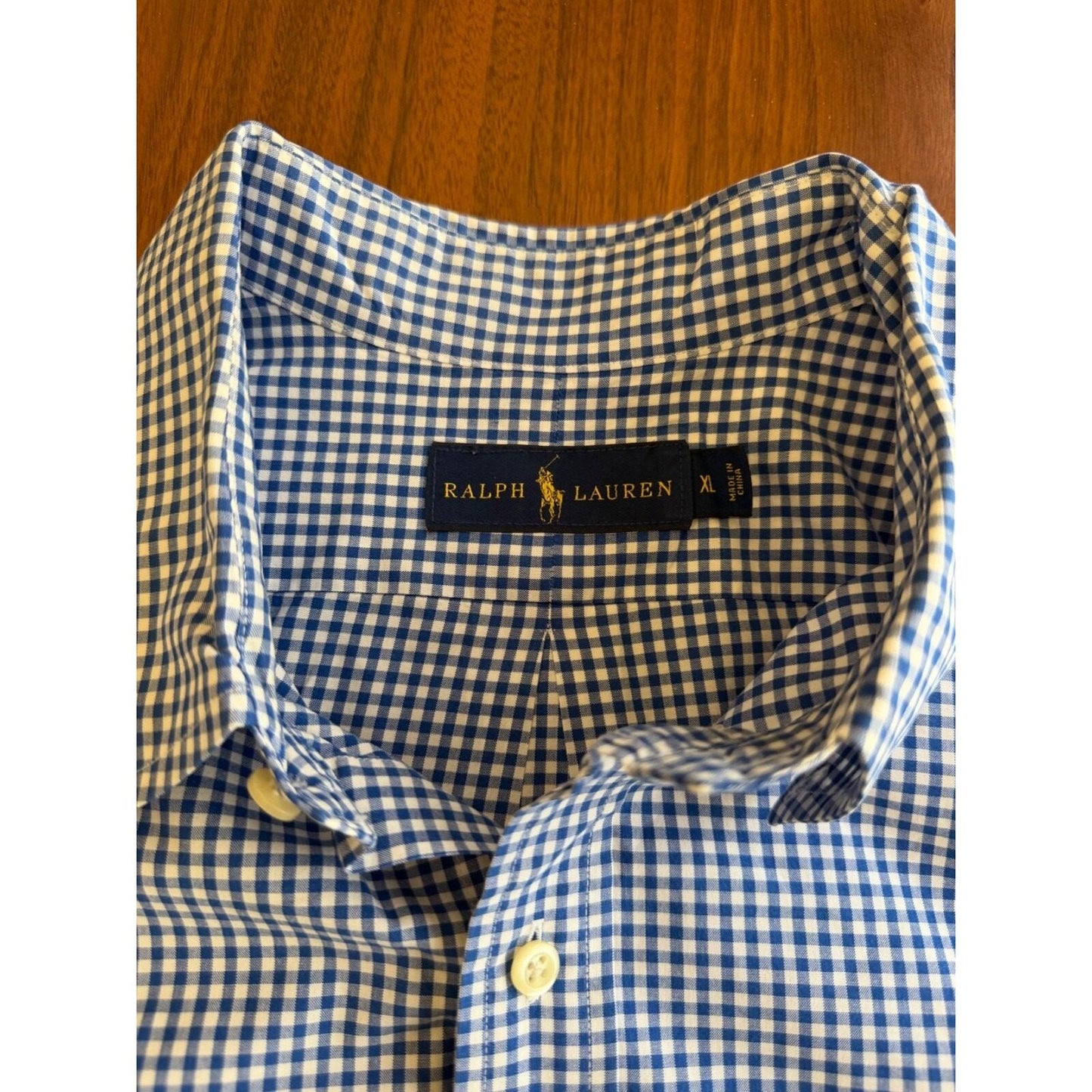 Polo Ralph Lauren Men's Blue/White Gingham Button Down Shirt - Size XL
