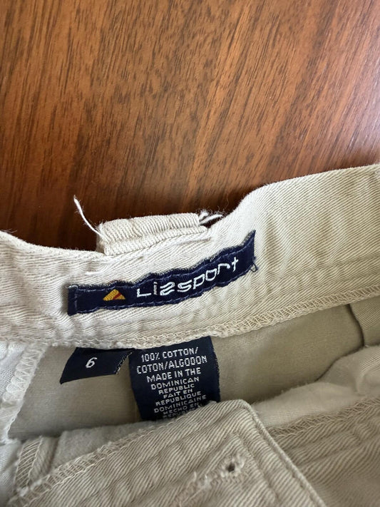 Vintage Liz Claiborne Lizport Cotton Pleated Khaki Shorts - Size 6