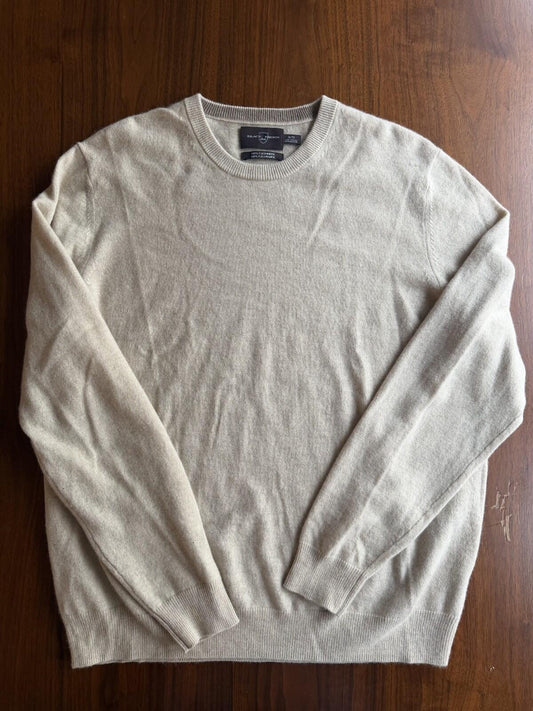 Black & Brown 1826 Men's Tan 100% Cashmere Crewneck Sweater - Size XL