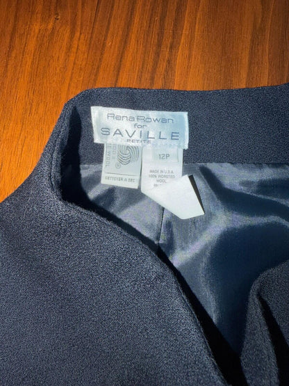 Rena Rowen for Saville Women's 100% Worsted Wool Pencil Skirt Black - 12P