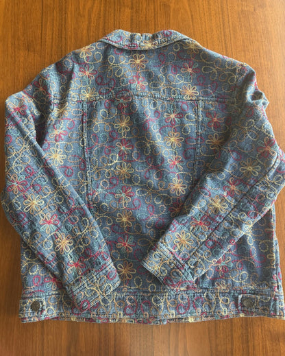 Coldwater Creek Women's Floral Embroidered Jean Jacket - Size PM