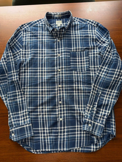 J.Crew Men's Classic Fit Indian Madras Blue/White Plaid - Size L