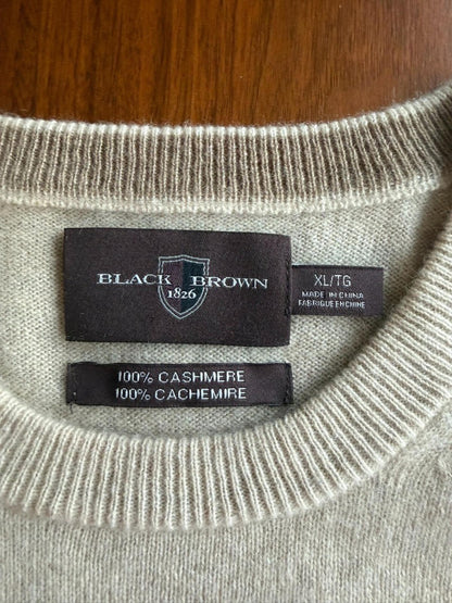 Black & Brown 1826 Men's Tan 100% Cashmere Crewneck Sweater - Size XL