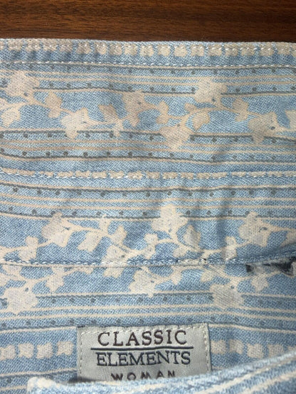 Vintage Classic Elements Women's Patterned Denim Button Down Shirt - Size L.