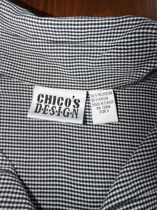 Chico's Design Women's Black Gingham Long Sleeve Blouse - Size S