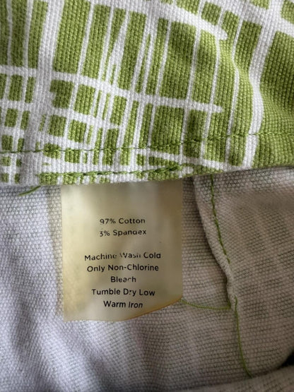 Talbots Women's Stretch Cotton Cropped Pants Green & White Pattern - Size 12