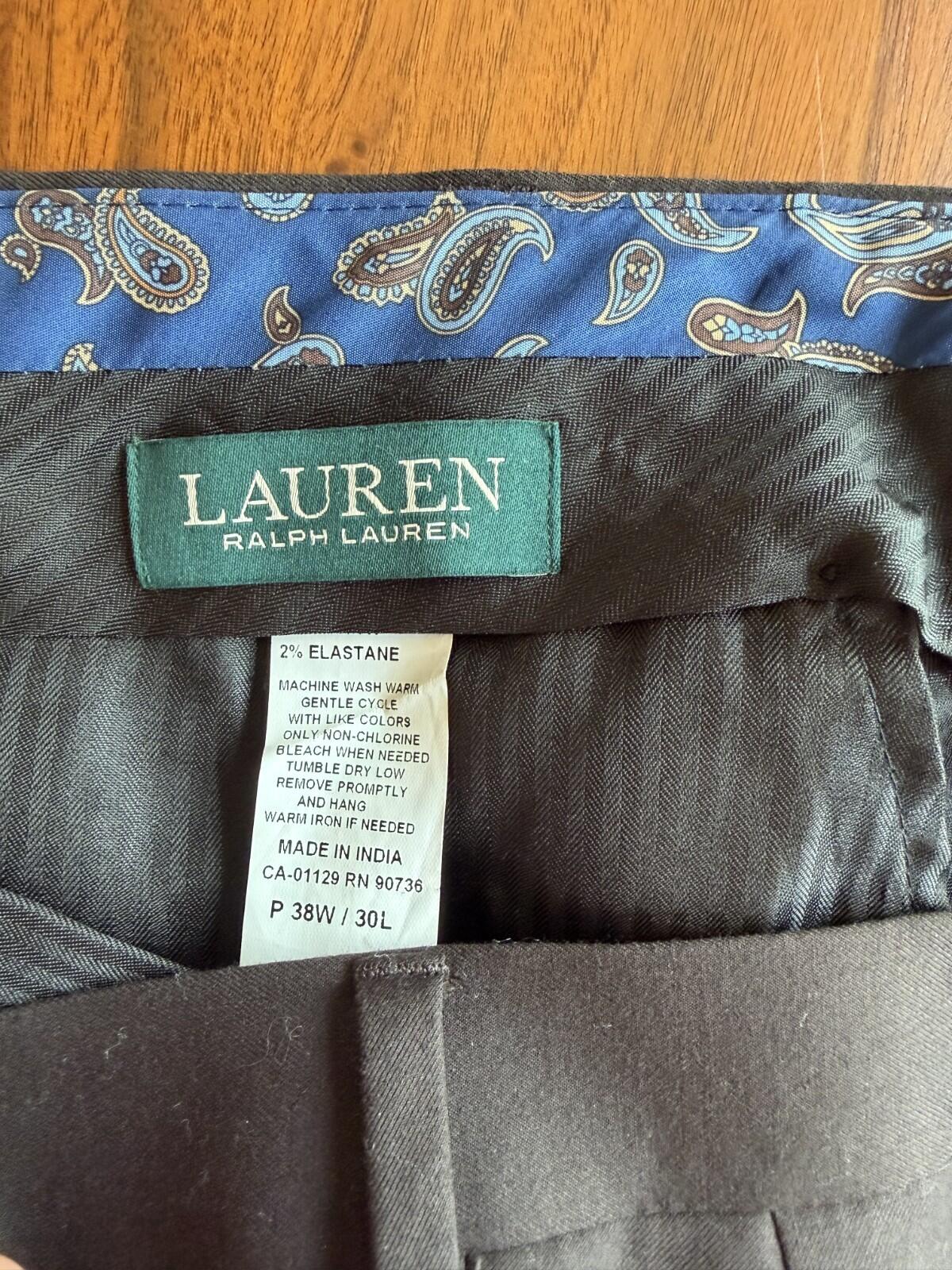 Lauren Ralph Lauren Men's Brown Flat Front Dress Pants - Size 38x30
