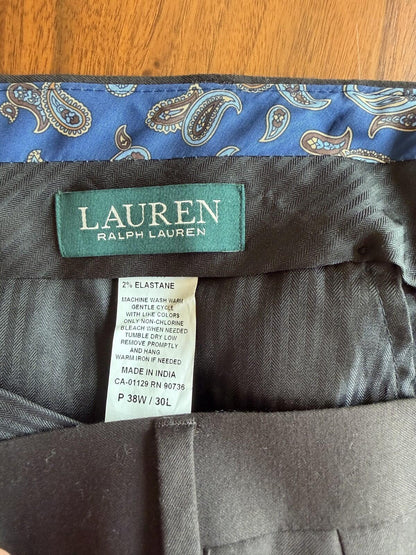 Lauren Ralph Lauren Men's Brown Flat Front Dress Pants - Size 38x30