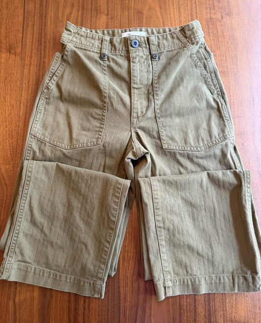 Madewell Women's Khaki Utility Wide-Leg Olive Green Pants - Size 24