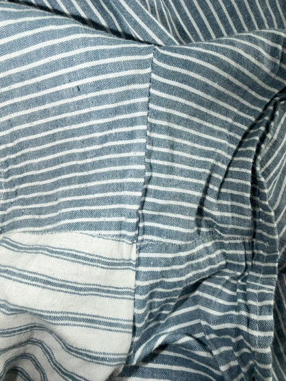 Skies Are Blue Women's Blue Striped Romper w/ Tie Waist Apron Front- Size L