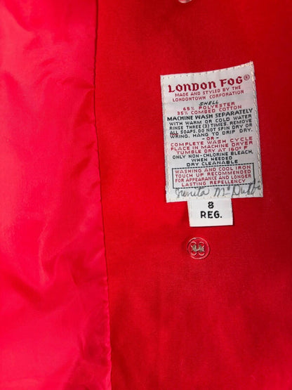 Vintage London Fog Women's Tan Trench Coat w/ Red Lining - Size 8