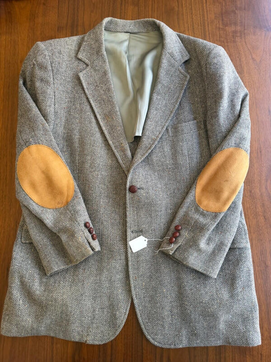 Vintage The Gentry Shops Herringbone Tweed Sport Coat with Elbow Patches - 44R