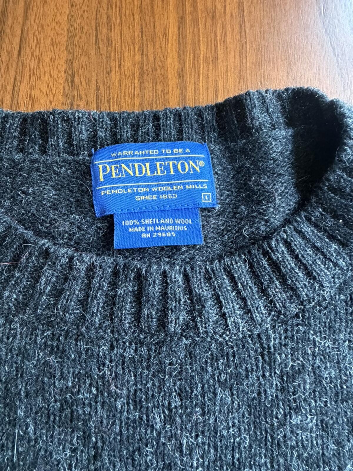 Pendleton 100% Shetland Wool Crewneck Sweater Heather Gray - Size L