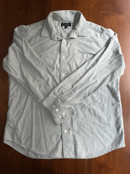 Banana Republic Men's Lightweight Flannel Grey Long Sleeve Shirt - Size XL
