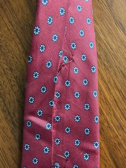 H. Stockton Atlanta Red Floral Pattern Silk Tie