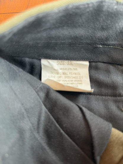 USMC Authentic Surplus Green Poly/Wool Service Trousers Size 33L