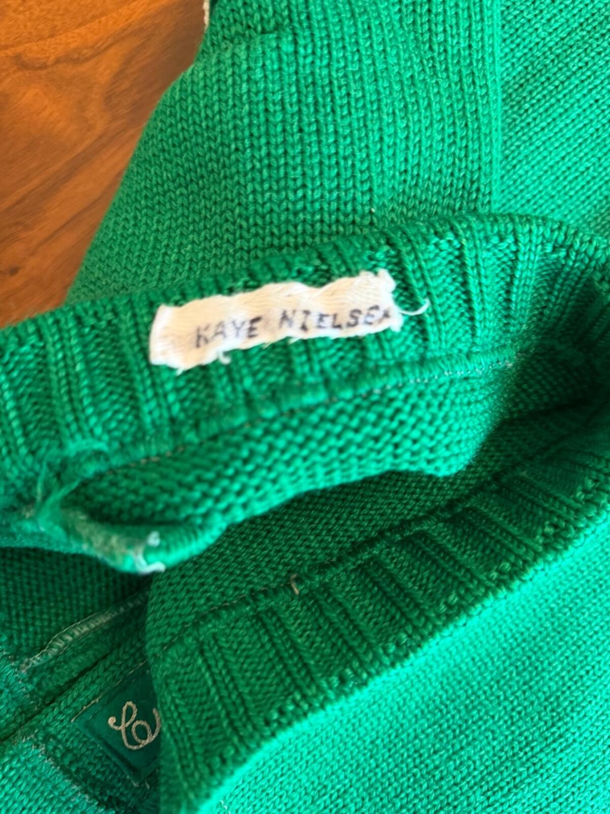 Vintage Nelson Knitting Mills Green Varsity Letterman Cardigan Sweater - Size L
