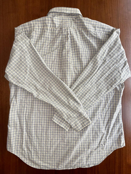 Polo Ralph Lauren Men's Plaid Dress Shirt White/Navy/Yellow - Size 16.5