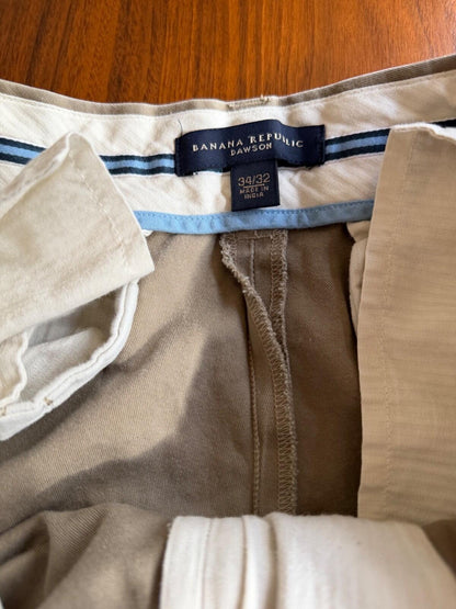 Banana Republic Dawson Relaxed Fit Chino Khaki Pants 34/32