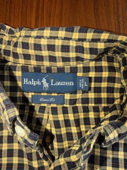 Polo Ralph Lauren Men's Classic Fit Yellow Plaid Button Down - Size L