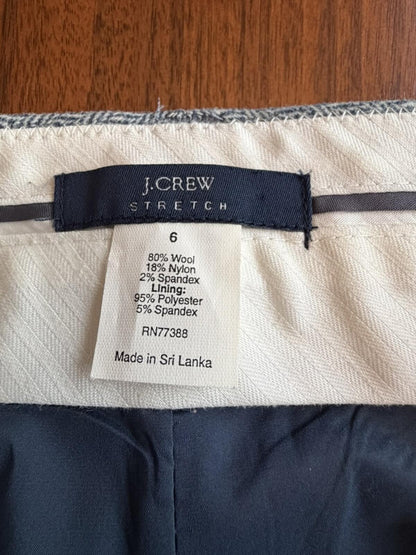 J.Crew Stretch Wool Blend Light Blue Herringbone Wide Leg Trousers - Size 6