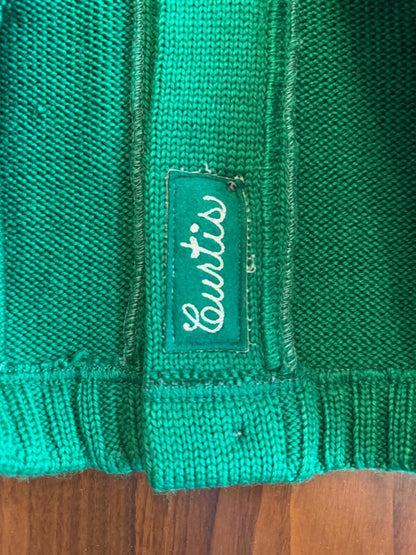 Vintage Nelson Knitting Mills Green Varsity Letterman Cardigan Sweater - Size L