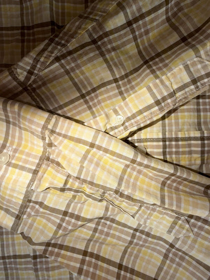 J.Crew Men's Yellow & Brown Plaid Button-Down Shirt - Size XL