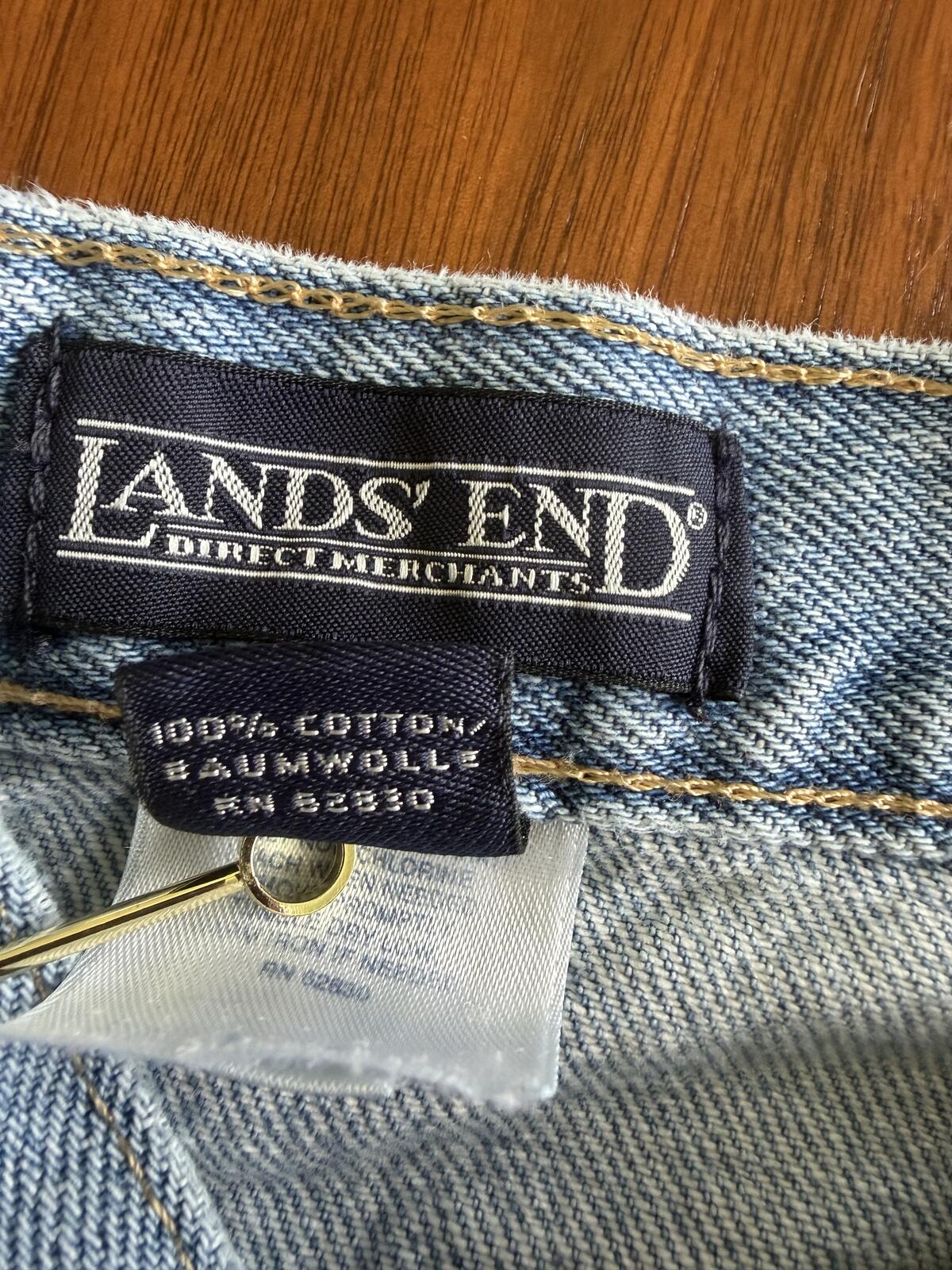 Vintage Lands' End Women's Light Wash Denim Jeans - Size 4R