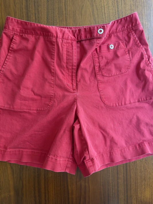 LizGolf Red Cotton Blend Shorts with Front and Back Snap Pockets - Size 12P