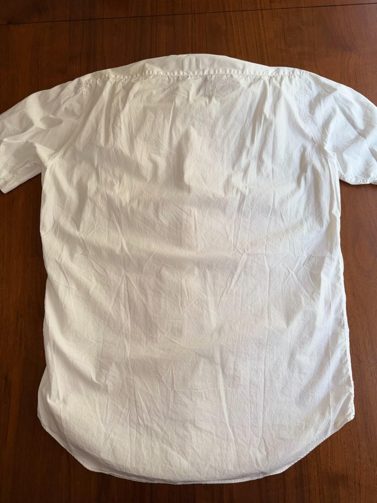Sid Mashburn Men's Short Sleeve Band Collar Blue Micro Dot Shirt Size L